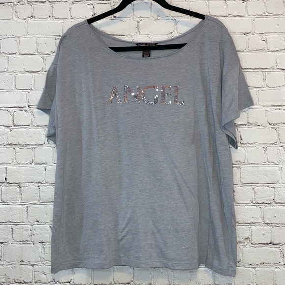 Victoria's Secret Other - 🎓VS Gray Pajama Tee Shirt with Silver Sequins Angel